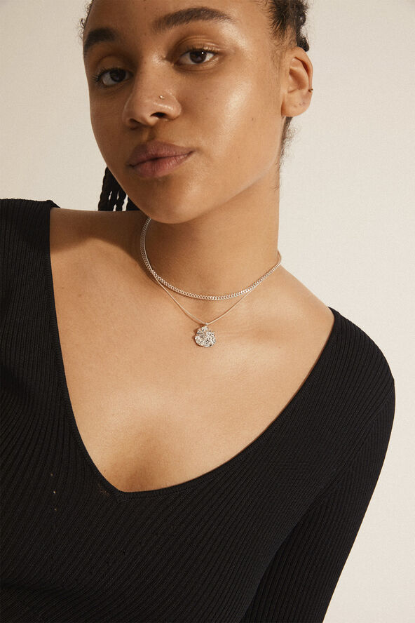 Pilgrim WILLPOWER curb & coin necklace, 2-in-1 set, silver-plated Sølv