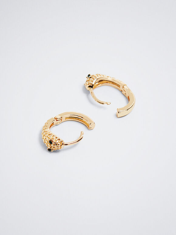 Brincos com cobra e zircônia cúbica - Dourado