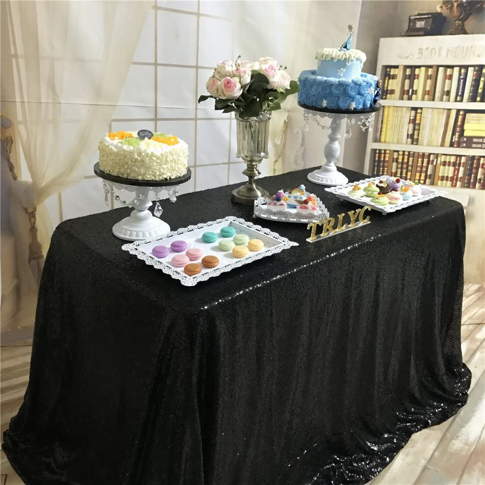 (120x180cm) Glitzer Tischdecke Party Dekoration Pailletten Tisch Tuch - Schwarz