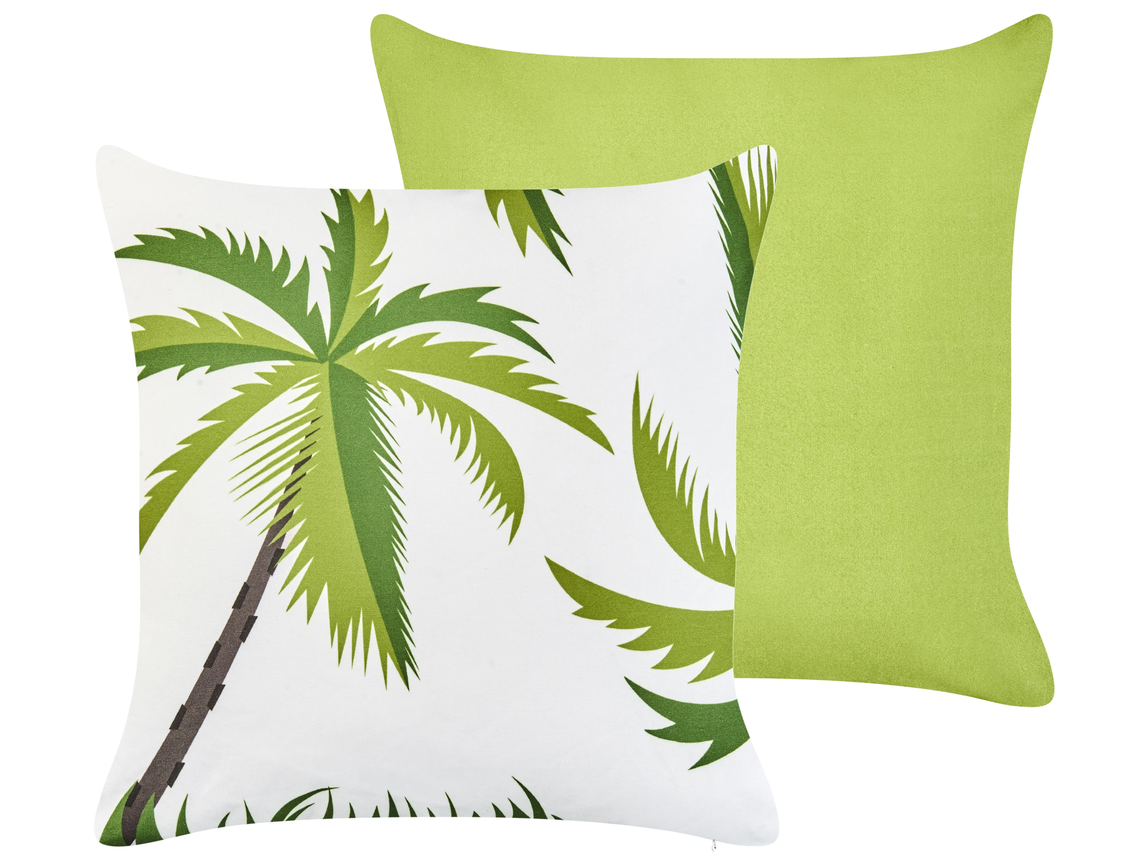 Set van 2 tuinkussens SEASIDE bladpatroon 45 x 45 cm Groen