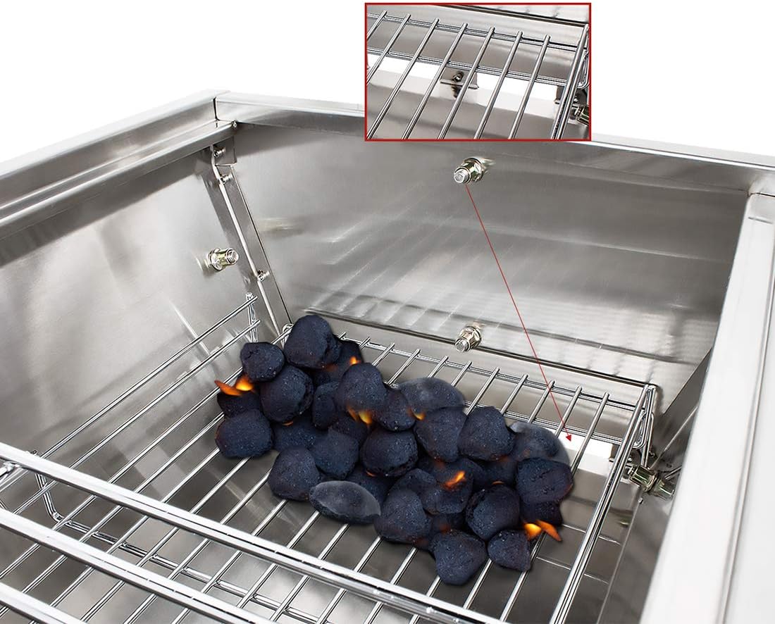 Beeketal 'SGB-8' Tisch Spießbratengrill mit Grillmotor für Hähnchen oder Rollbraten, Spießgrill mit 3-fach verstellbarem Drehspieß für bis zu 4 kg Grillgut, Grillfläche Holzkohlegrill: ca. 60x32 cm