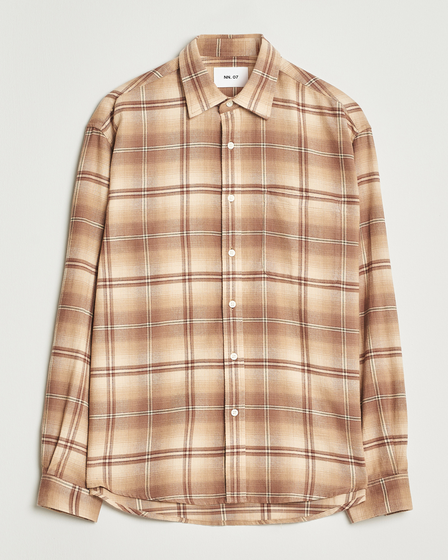 NN07 Deon Flannel Checked Shirt Camel