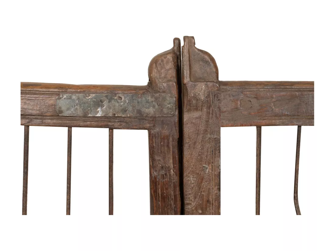 BISCOTTINI Portail - Bois Massif et Fer Finition Antique - Clôture en Fer - Portail en Métal - Porte Décorative - Portail d'Entrée - Clôture en Bois - Intérieur et Extérieur - 97x5x110cm
