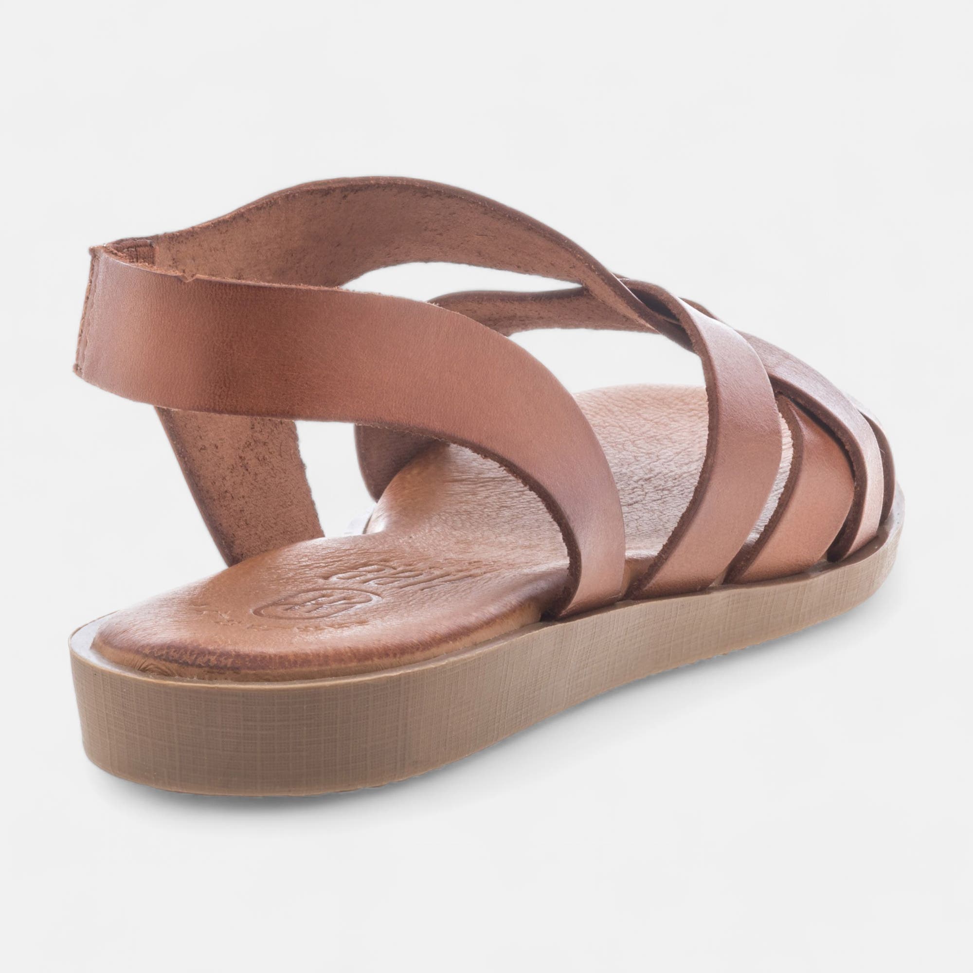 Nu-pieds Femme en cuir cognac