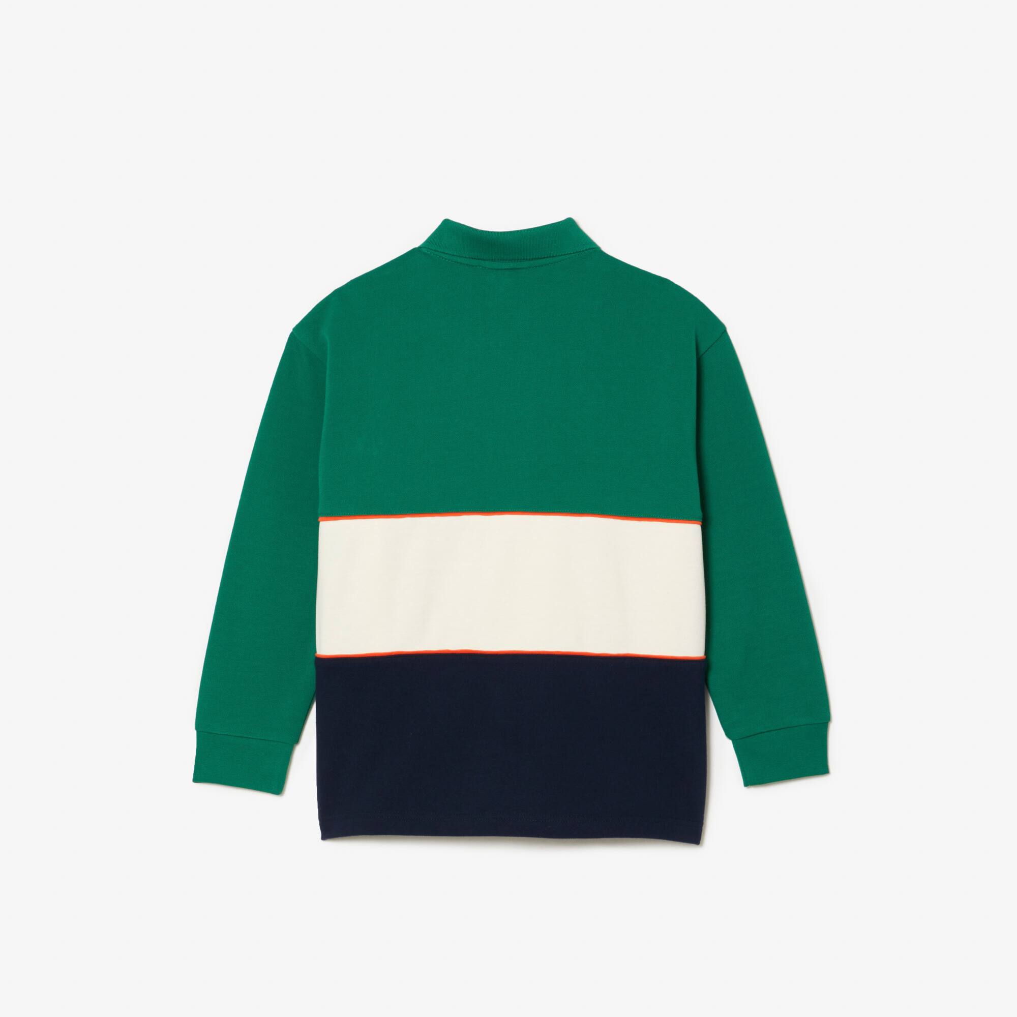 Polo manches longues color-block en piqué de coton Polos - Vert - Lacoste - Garçon