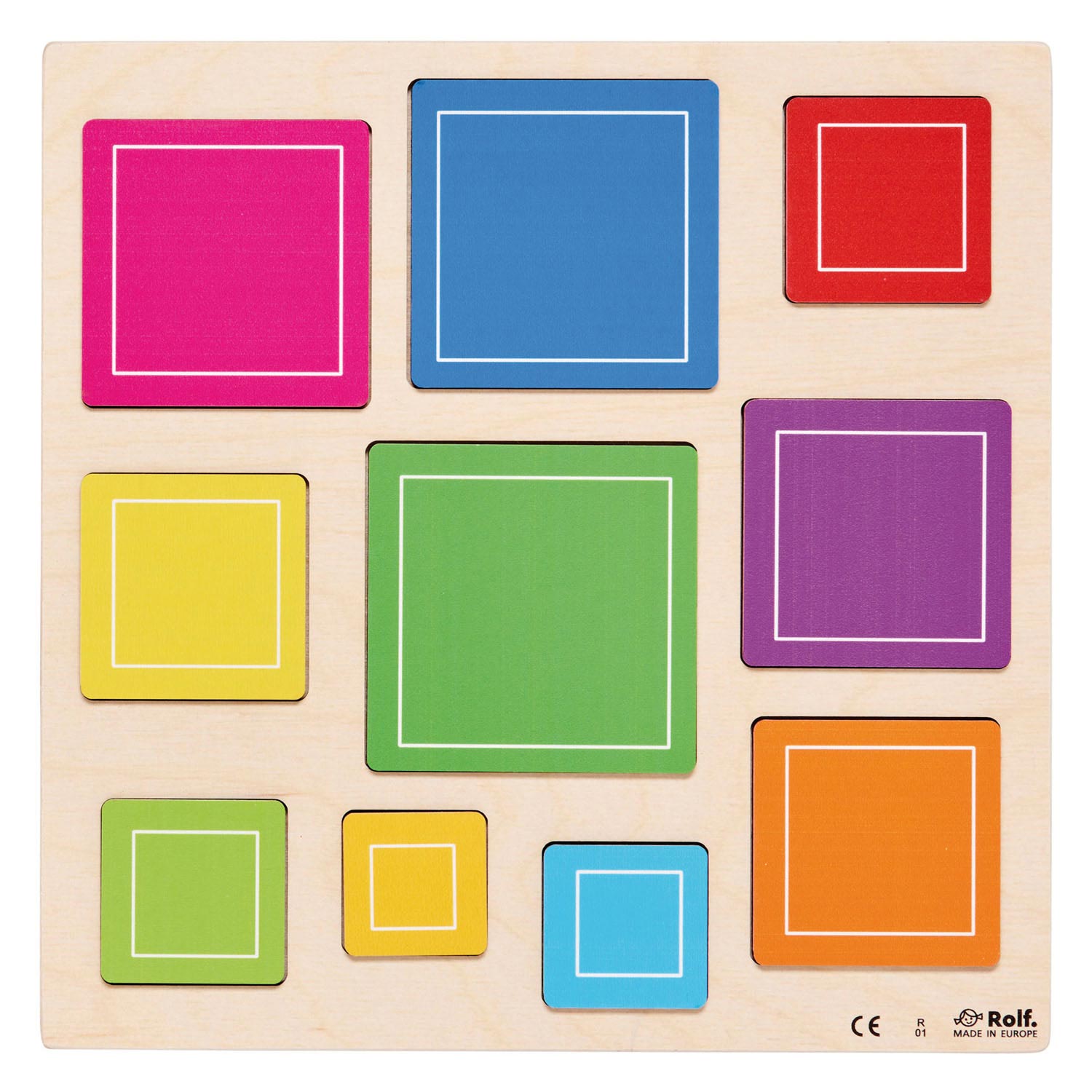 Rolf - Relief Houten Vormenpuzzel Vierkant en Driehoek, Set van 2
