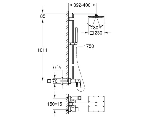 Douchekolom inclusief eengreepsmengkraan GROHE Euphoria Cube XXL System 230 chroom 23147001