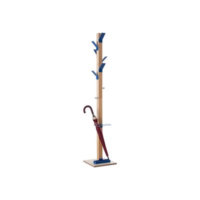 Porte-manteau en bois naturel avec porte parapluie EASYCLOTH - bleu