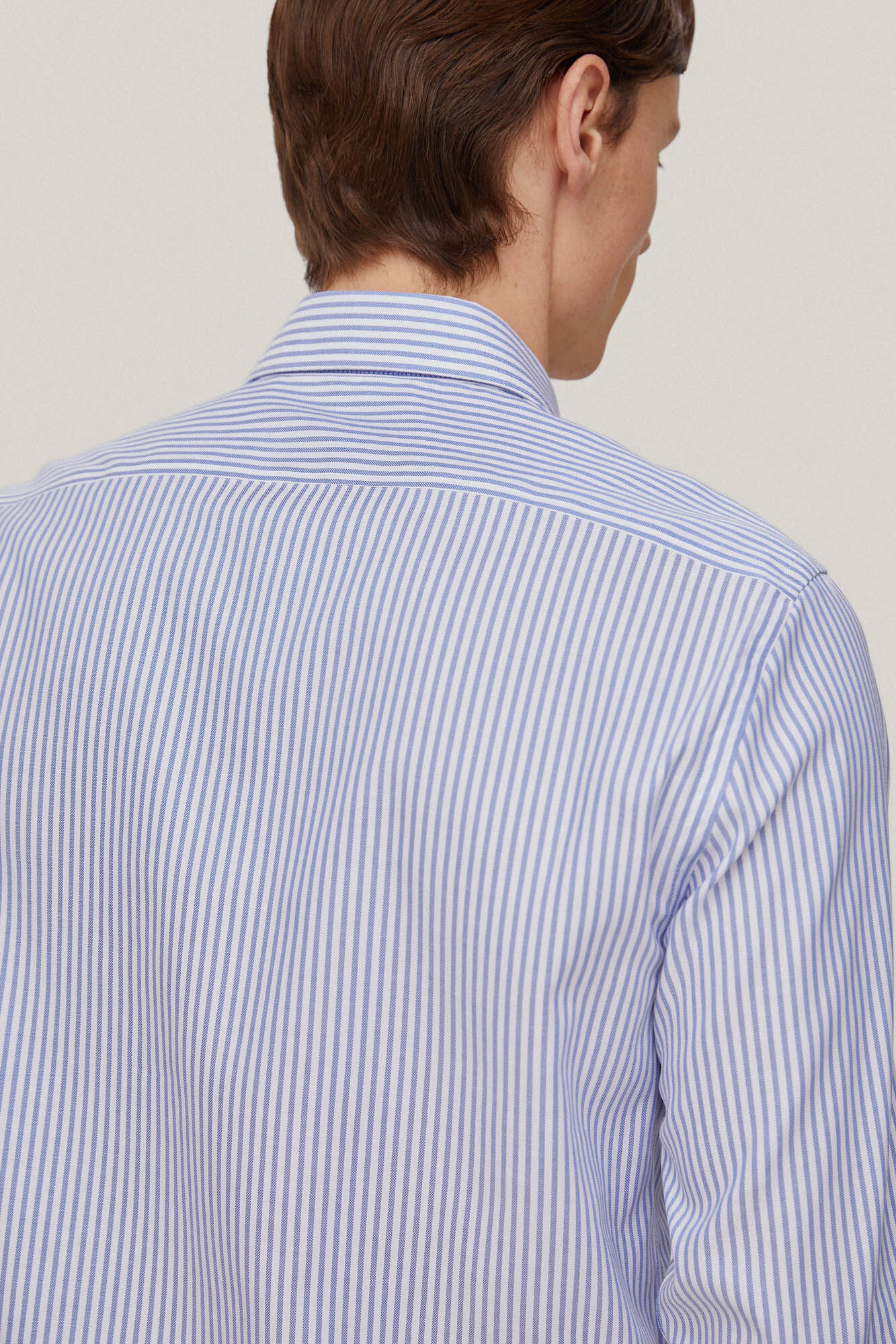 Camisa social listrada que não precisa passar + corte slim resistente a manchas - Azul