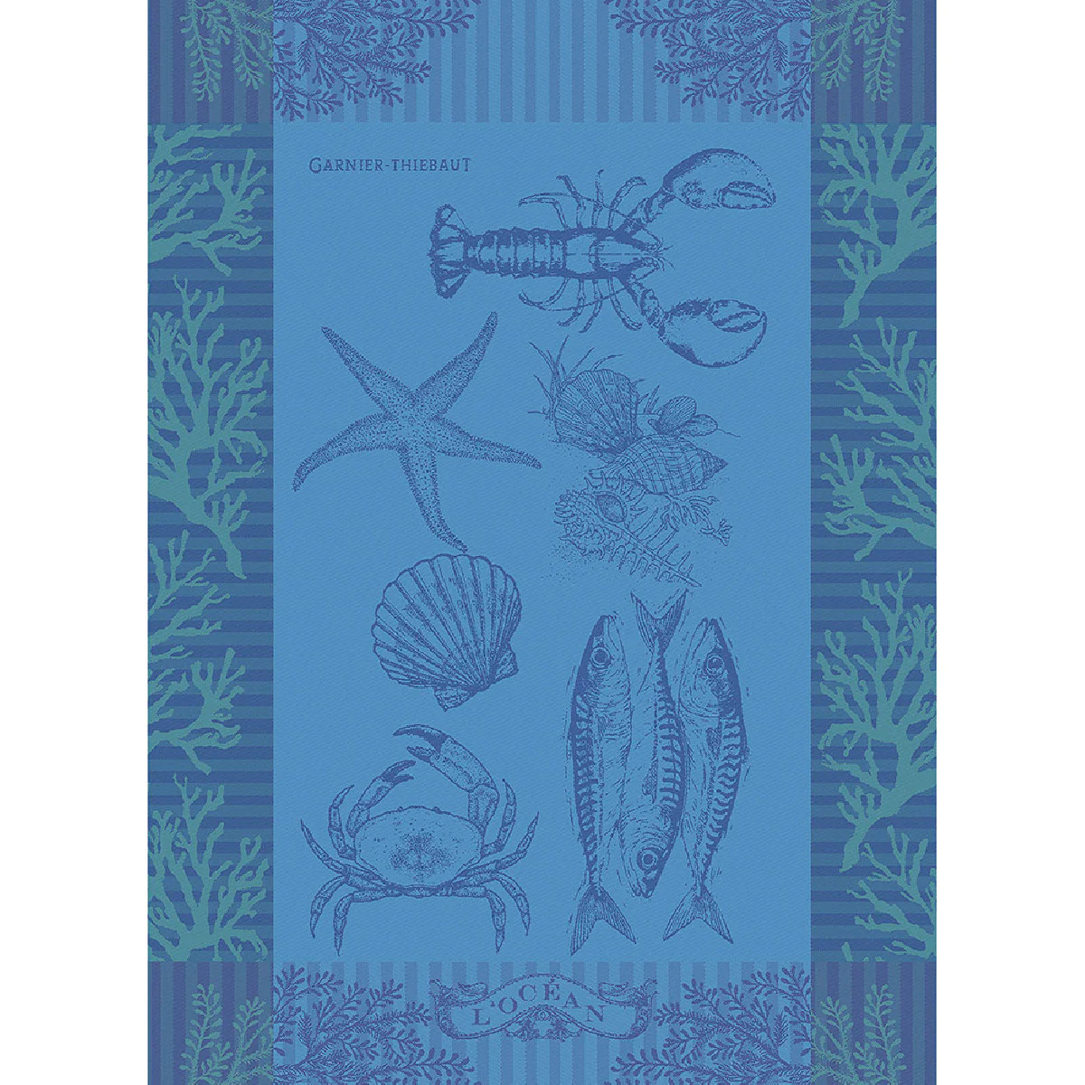 Torchon pur coton bleu 56x77 Garnier Thiebaut