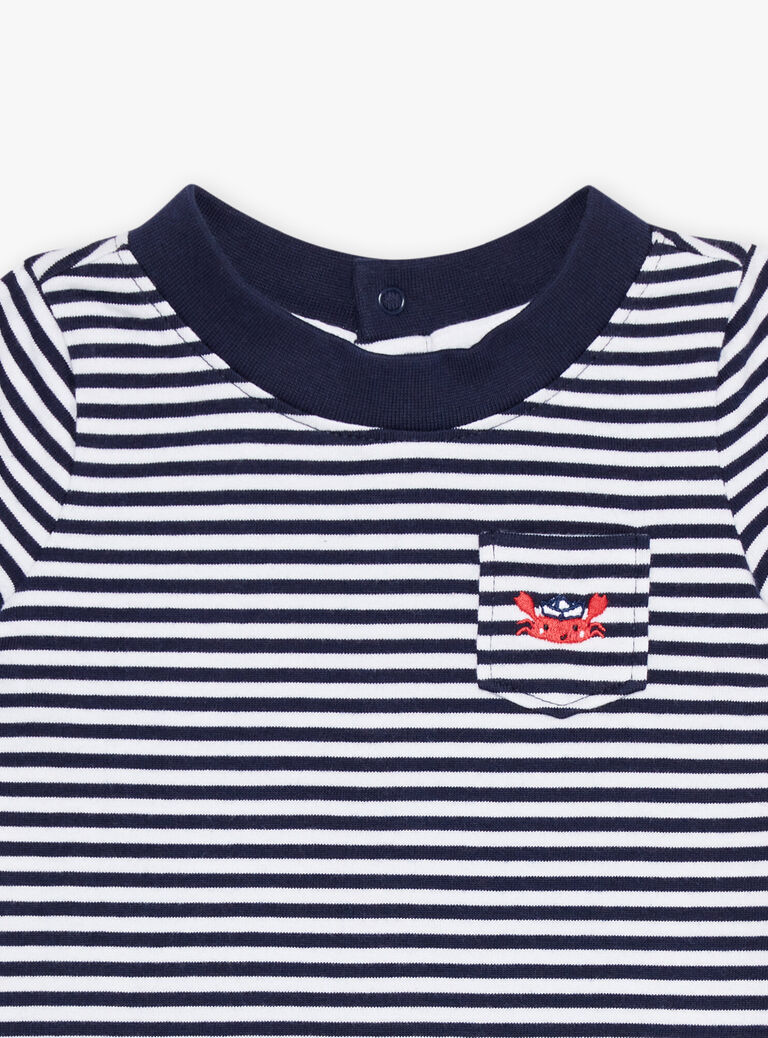T-shirt à à rayures bleu marine et blanc en jersey