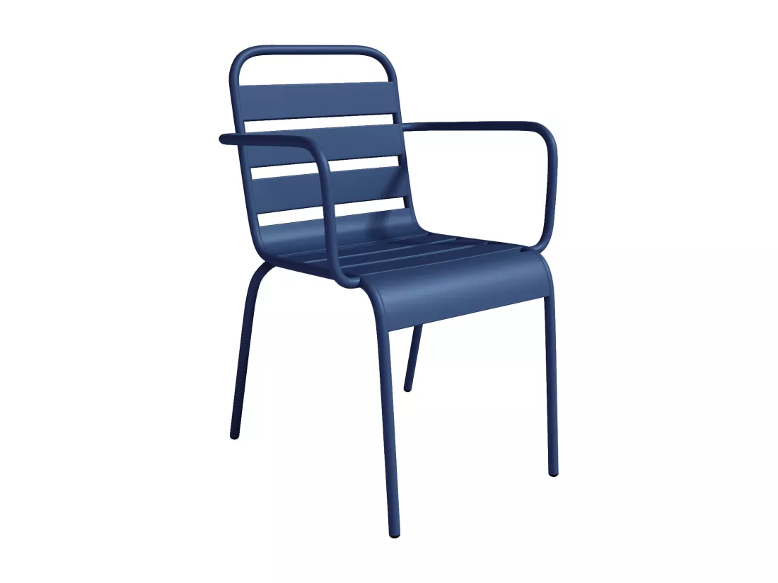Lot de 2 fauteuils de jardin empilables en métal - Bleu nuit - MIRMANDE de MYLIA