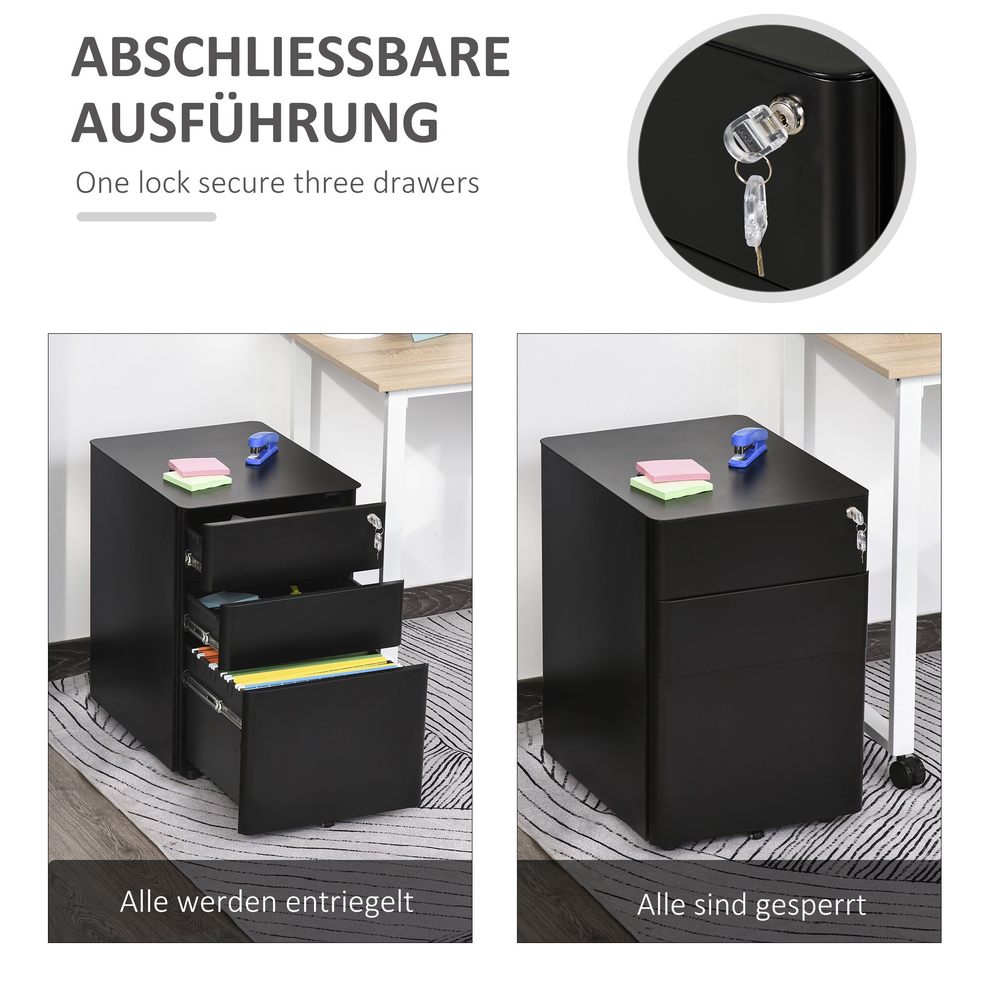 Vinsetto Aktenschrank mit Schließfach 39 x 48 x 59 cm (BxTxH)