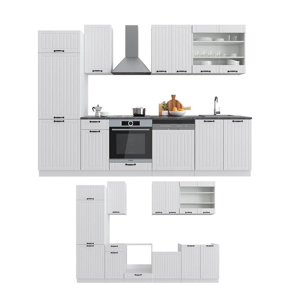 Vicco Küche Fame-Line 300 cm Küchenzeile Landhaus Küchenblock Einbau Weiß