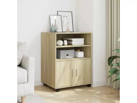 Armoire à roulettes chêne sonoma 60x48x81 cm bois d'ingénierie