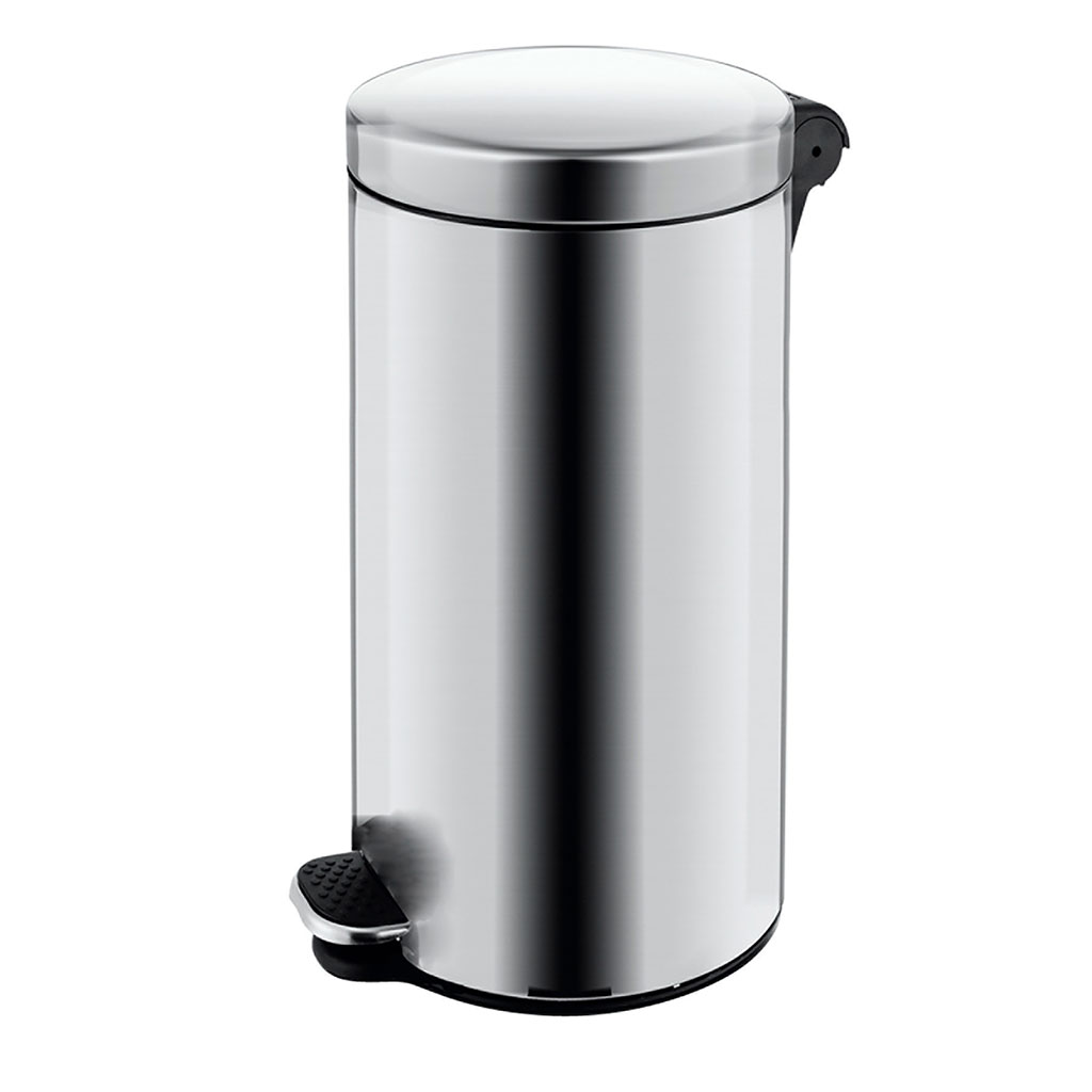 Poubelle à pédale métal frein de chute inox 30L