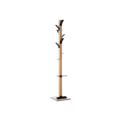 Porte-manteau en bois naturel avec porte parapluie EASYCLOTH - noir