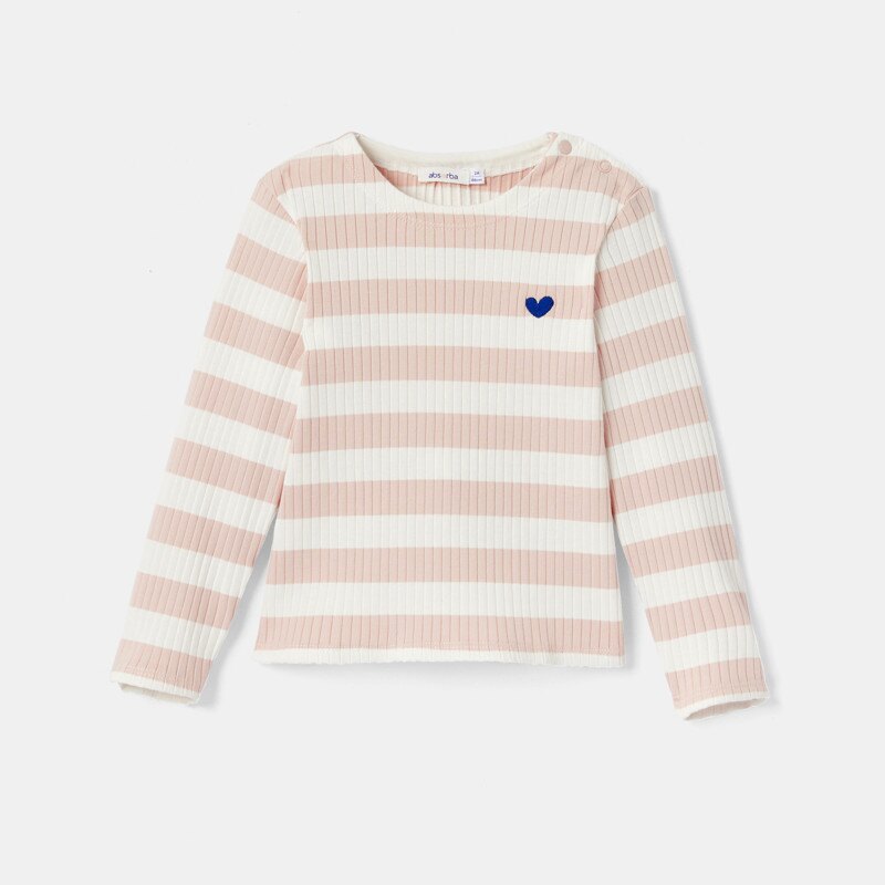 Marinière côtelée rayée rose bébé fille Absorba Rose
