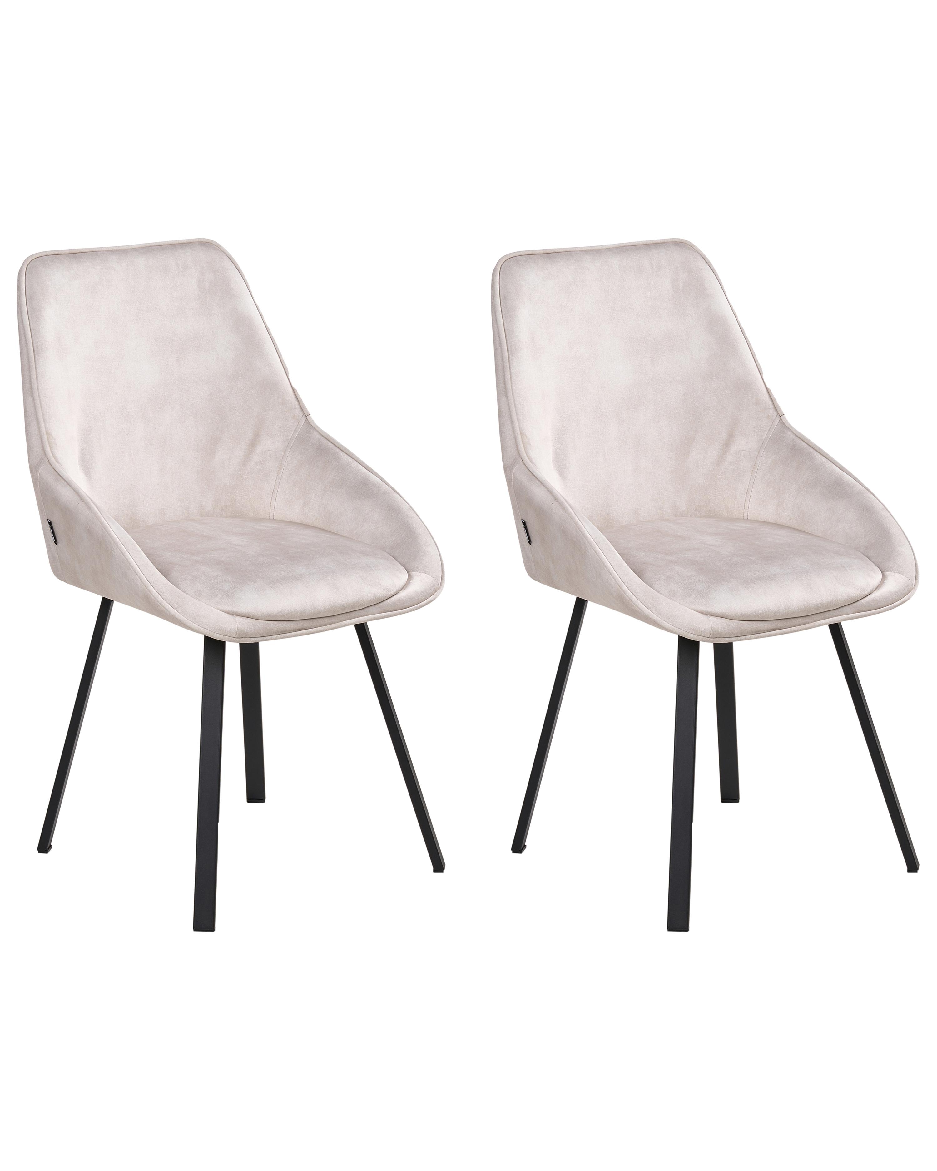Set van 2 eetkamerstoelen draaibaar TERLTON Fluweel Lichtbeige