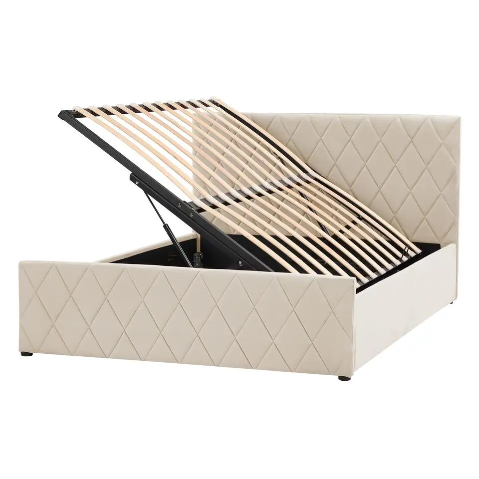 ROCHEFORT - Tweepersoonsbed - Beige - 140 x 200 cm - Fluweel
