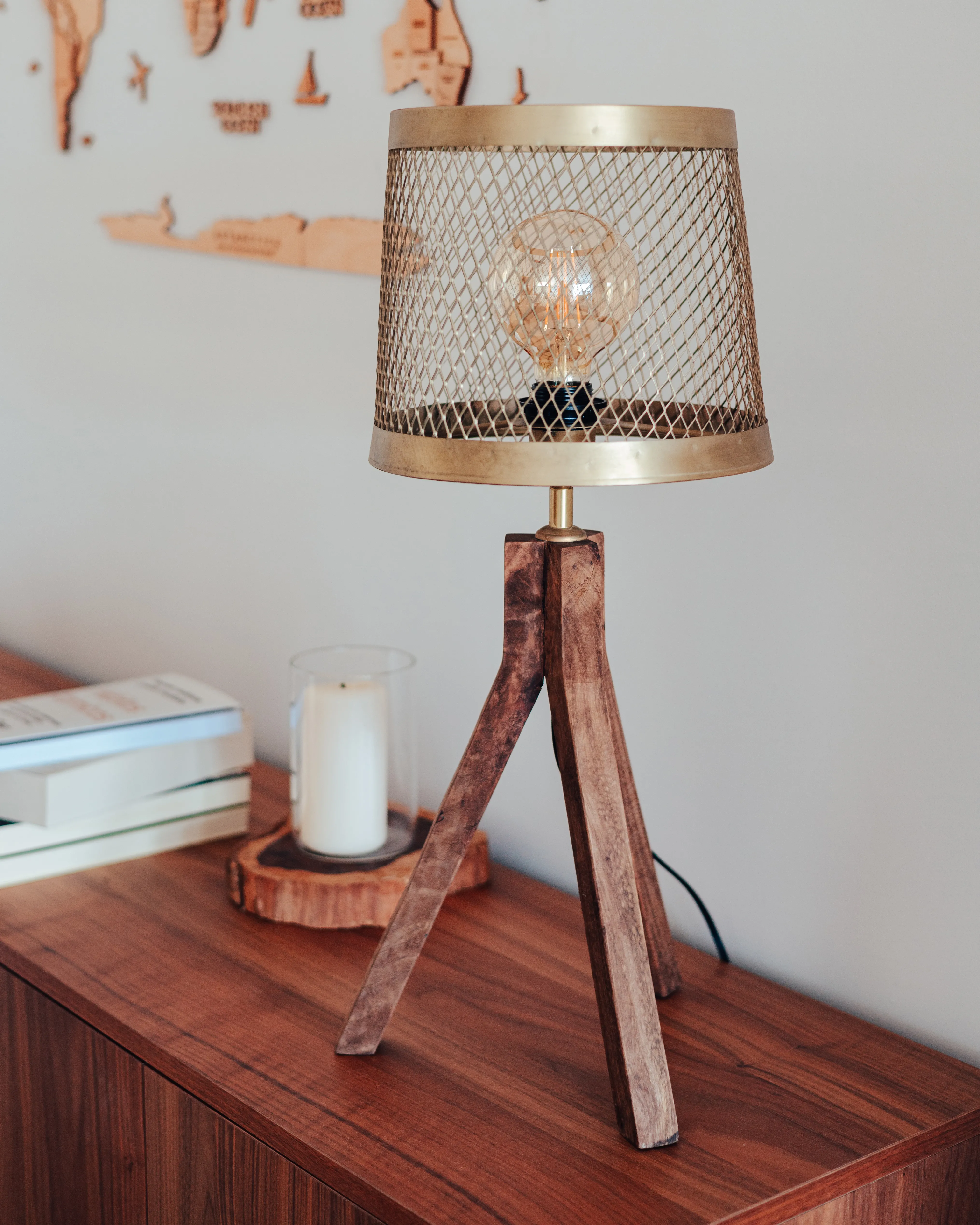 Tafellamp BEKI Mangohout Bruin