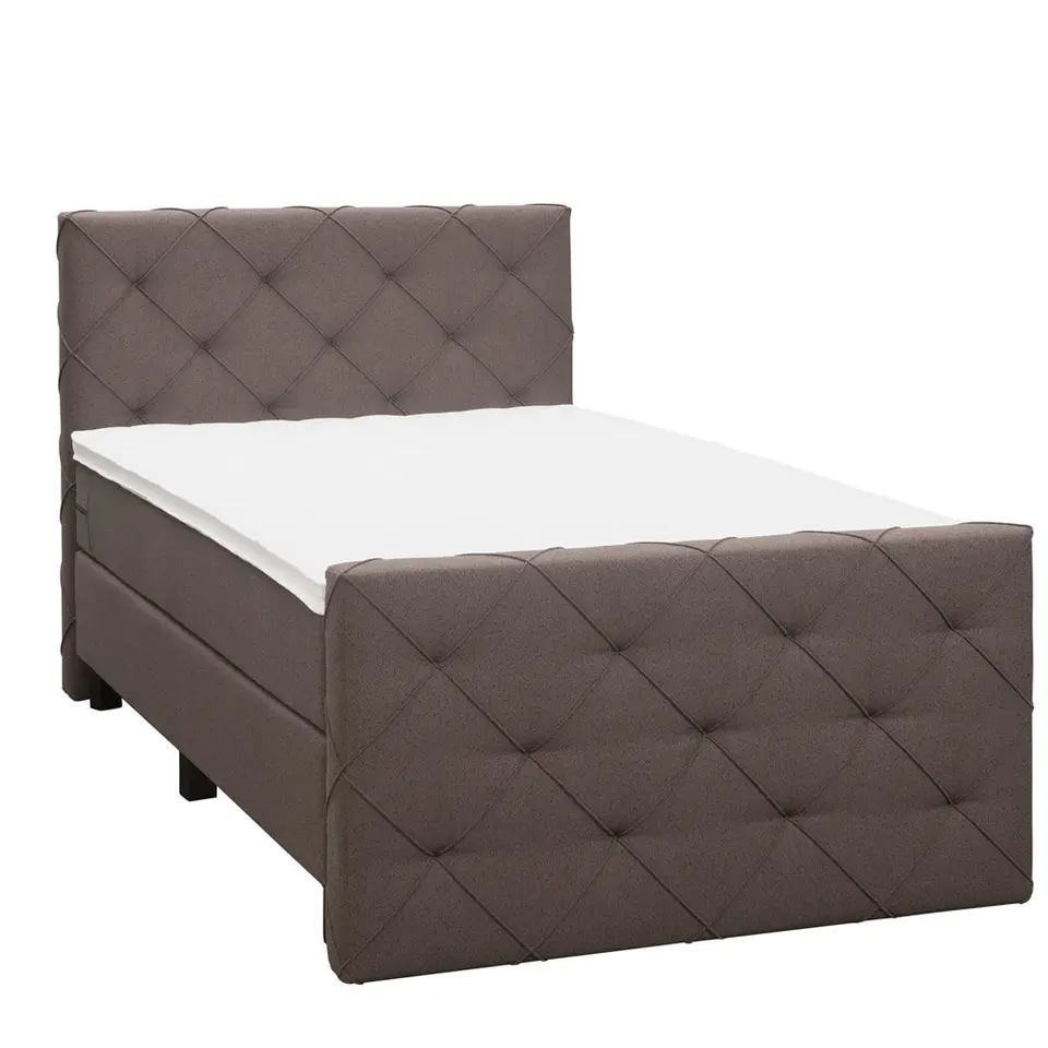 Boxspring met voetbord Liv geruit - donkerbruin - 120x200 cm - vierkante poot