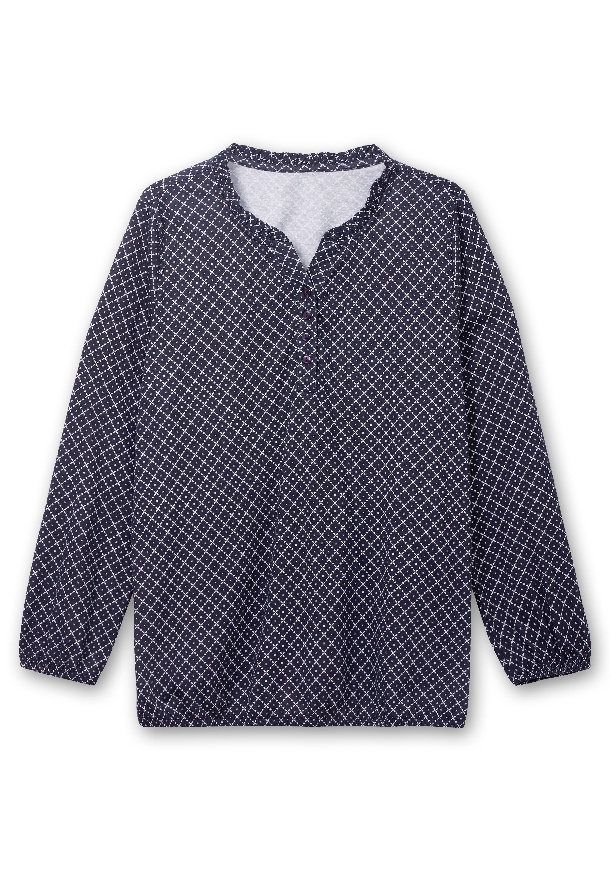 Shirt mit Grafik-Alloverdruck und Knopfleiste