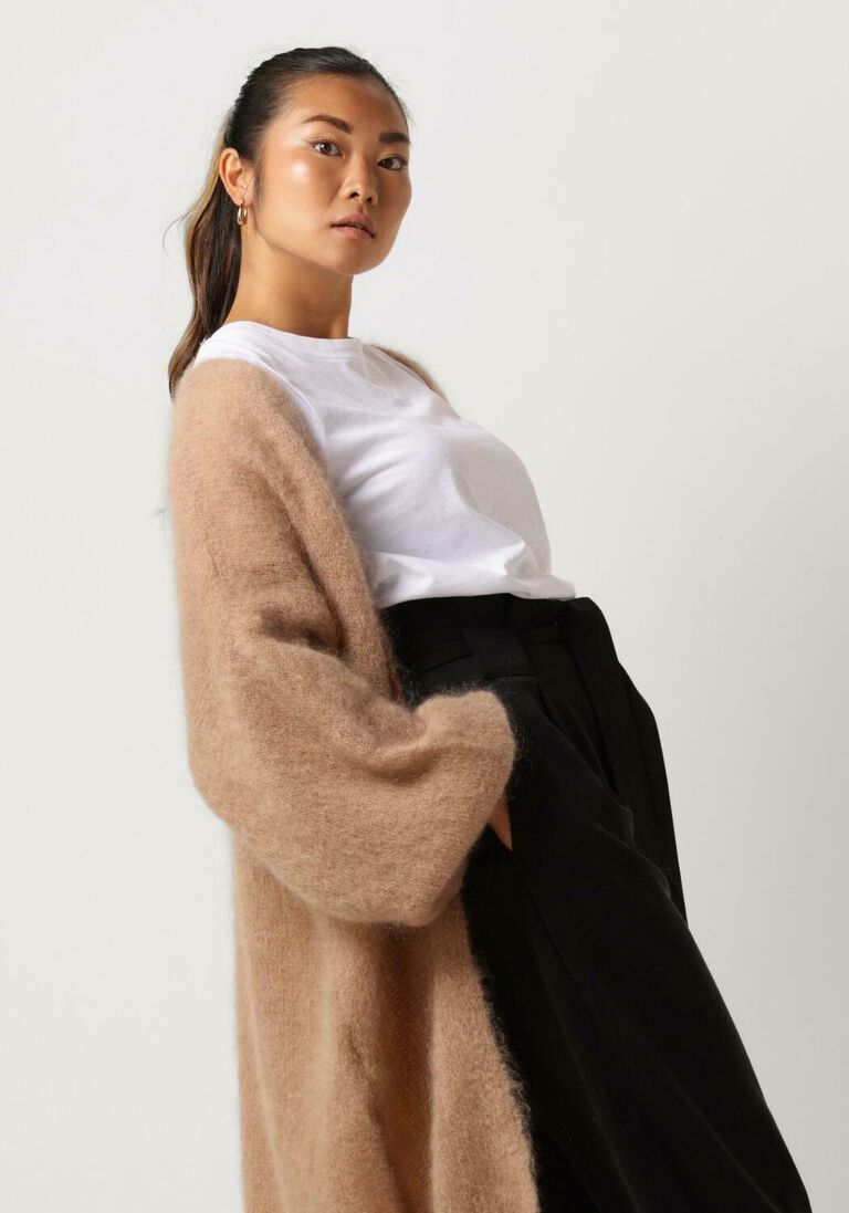 AMERICAN DREAMS beige american dreams vest lee midi cardigan