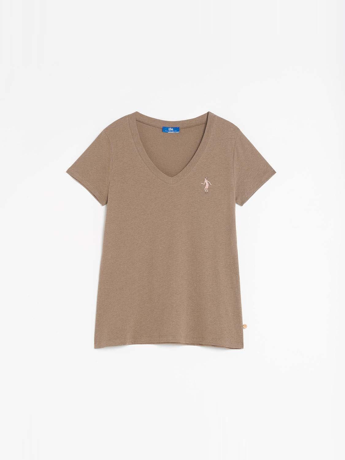 Tee-shirt Femme Manches Courtes Marron