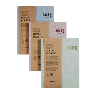 Agenda Toile Ocean - 1 semaine sur 2 pages - 17 x 22 cm - disponible dans différentes couleurs - Brepols