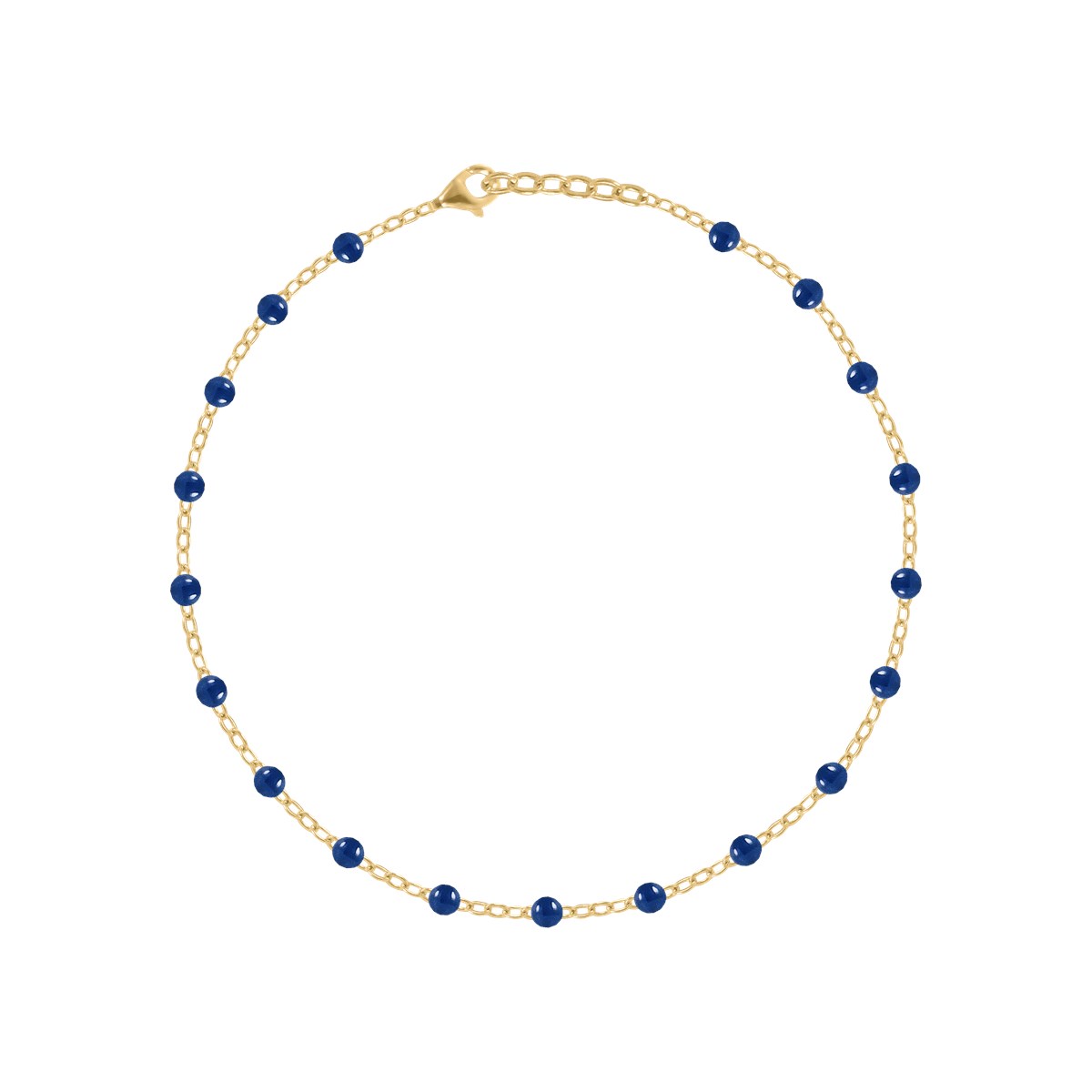 Chaîne de cheville à pierres bleues en acier plaqué jaune