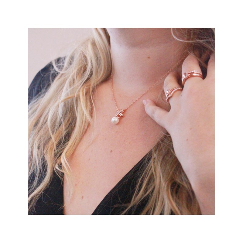 Collier Chris Pearl - Or Rosé et Cristal