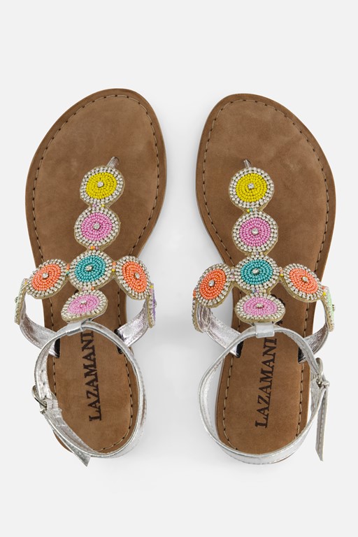 Lazamani Sandalen zilver Leer