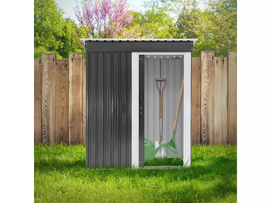 Abri de jardin serre cabane à outils stockage remise rangement vélos gris/blanc