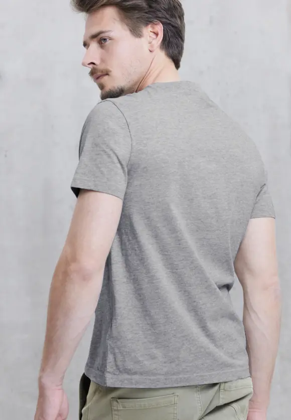 T-Shirt im Printmix - silver grey melange