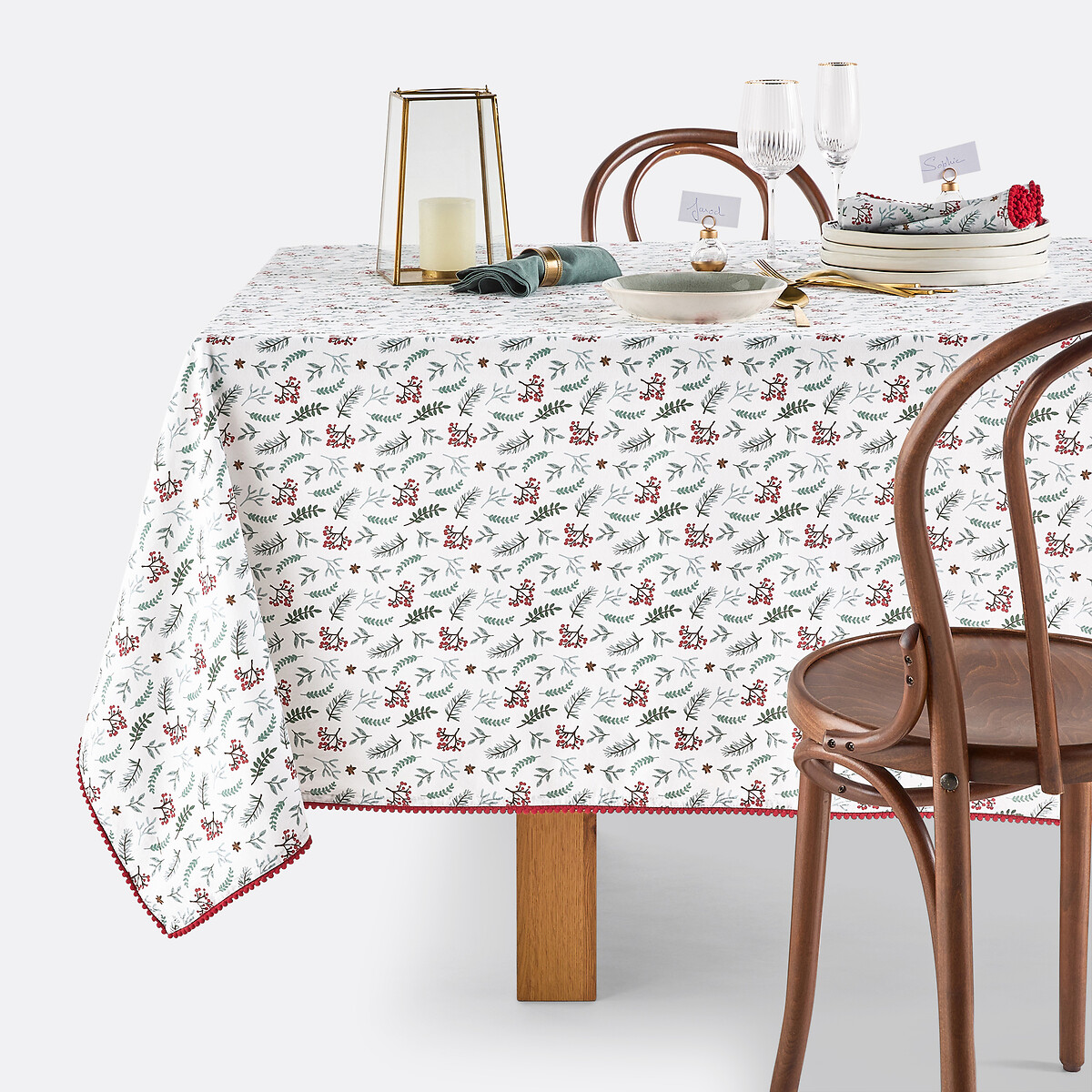 LA REDOUTE INTERIEURS<br>Toalha de mesa de algodão lavado, Winter berry