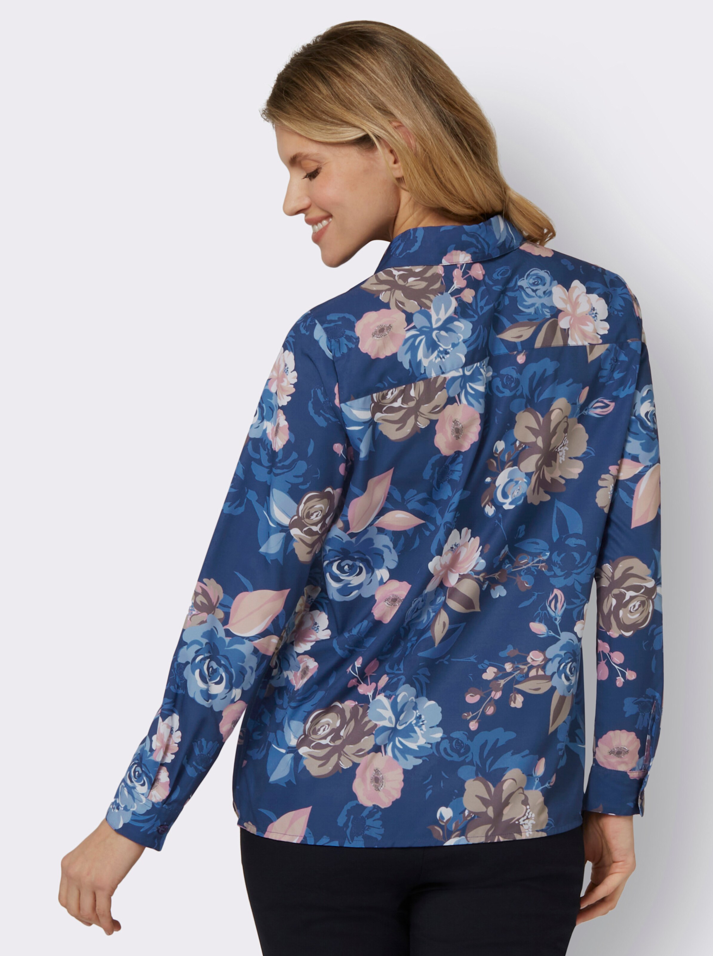 Langarm-Bluse im Blüten-Dessin