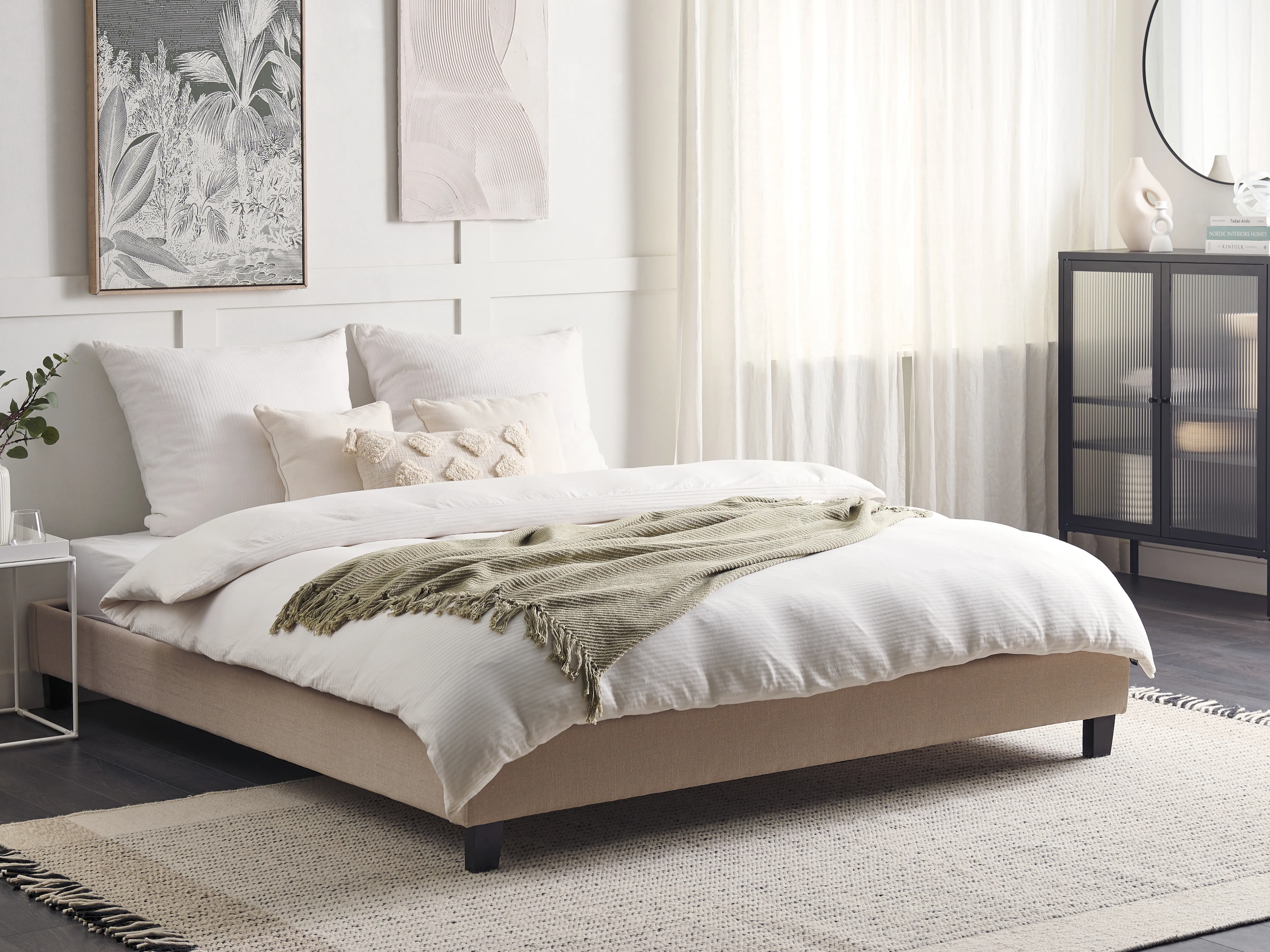 Bed zonder hoofdbord Stof ROANNE 180 x 200 cm Beige