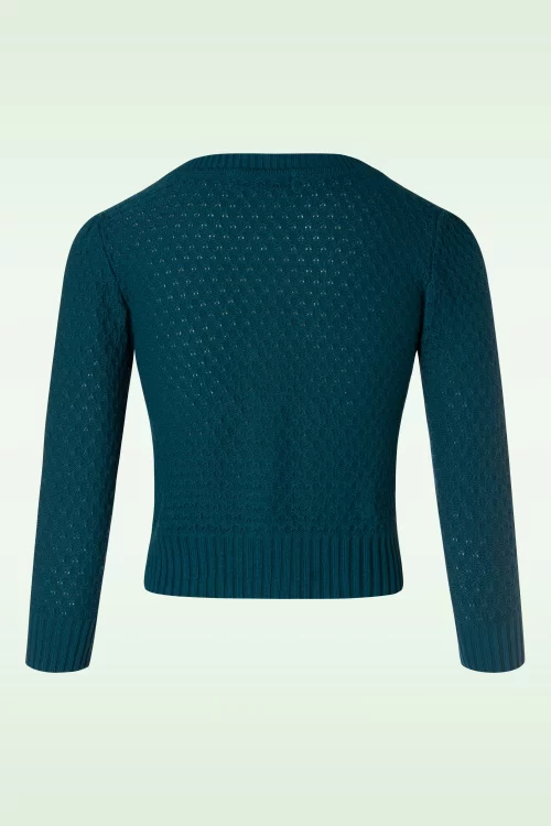 Mak Sweater Jennie vest in petrol blauw