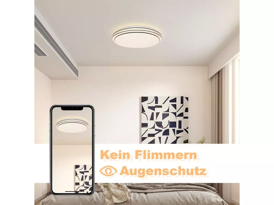 NETTLIFE Plafonnier LED Moderne Rond 40cm Ciel Étoilé Intensité Variable avec Télécommande Lampe de Chambre 44W pour Salon Cuisine Couloir