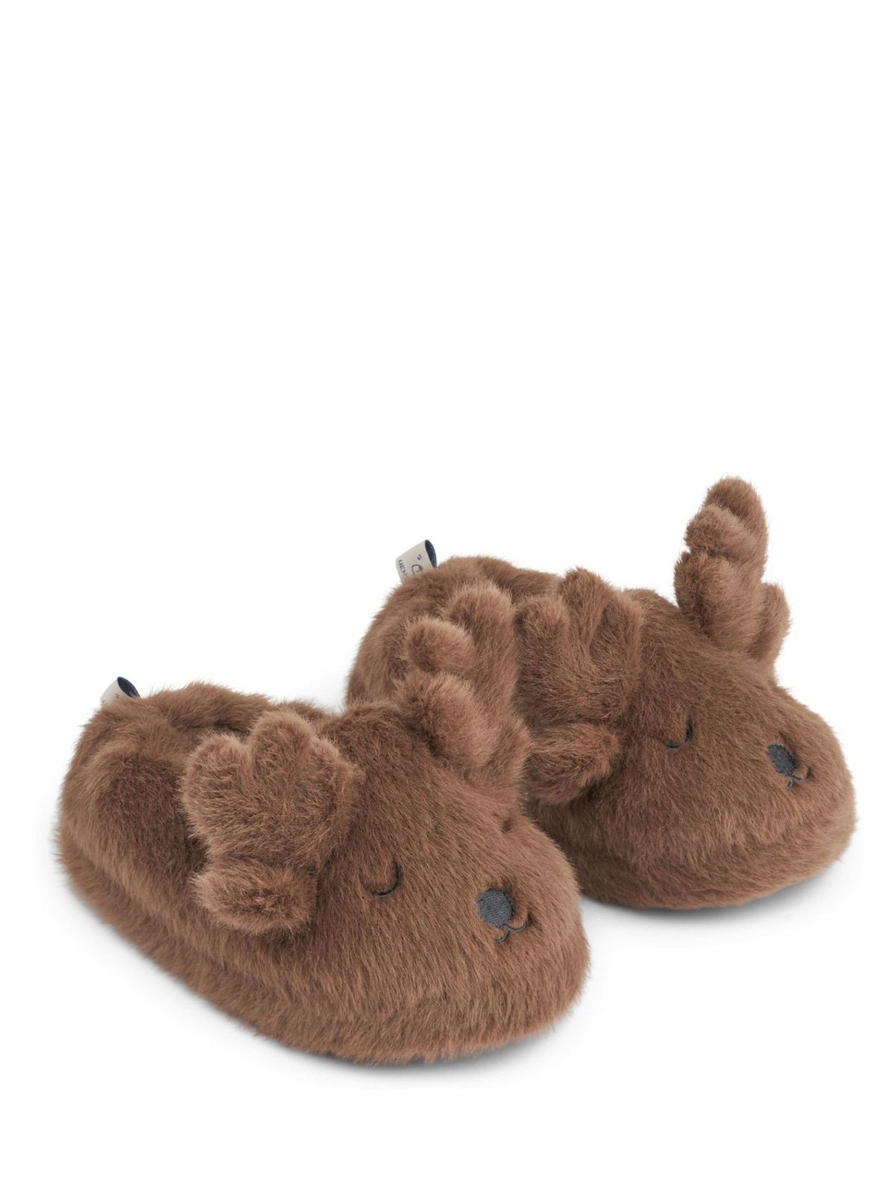 Liewood Aviaja bruine kerstpantoffels met rendier