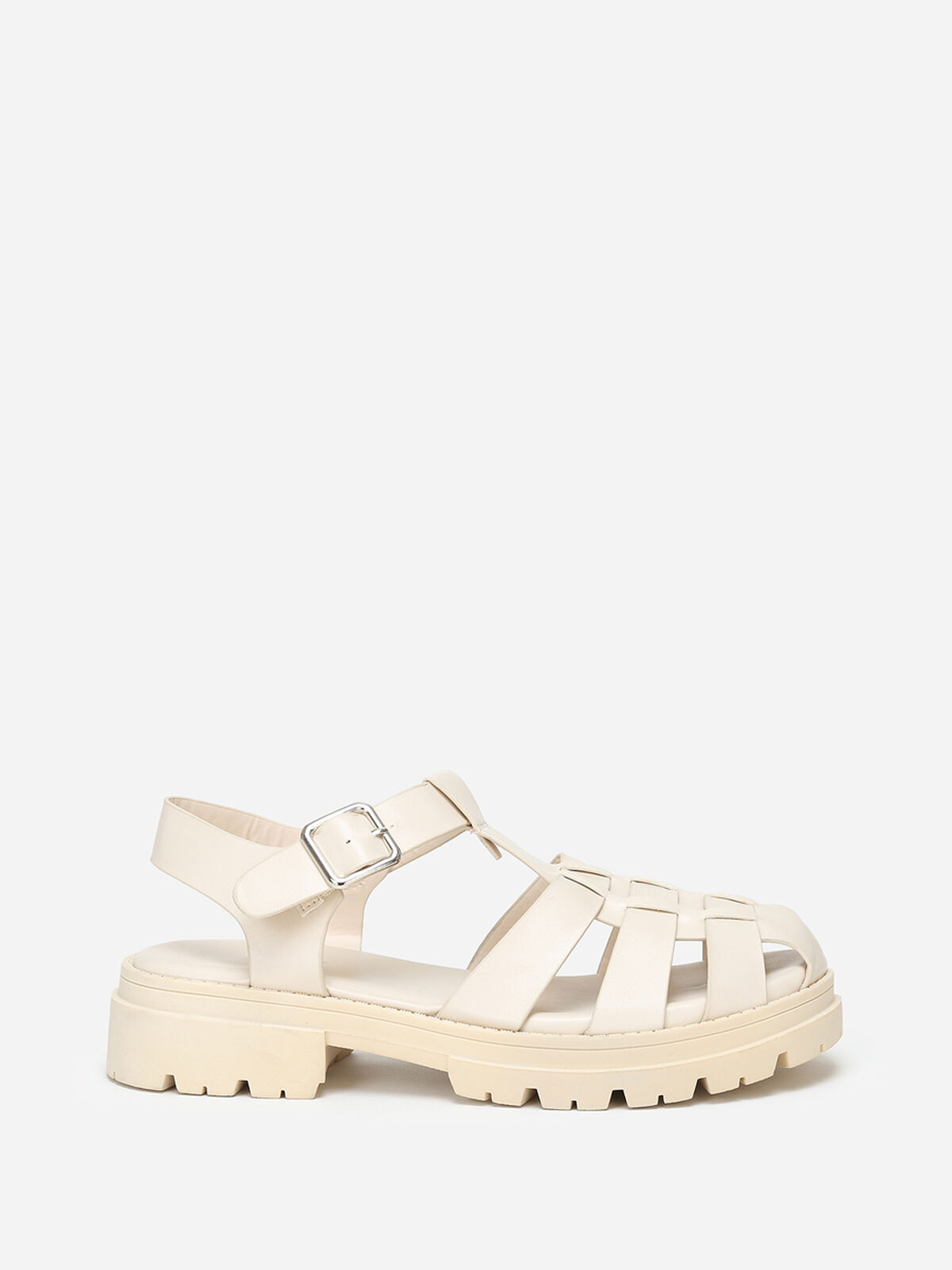 Sandales crantées à multi-brides- Beige