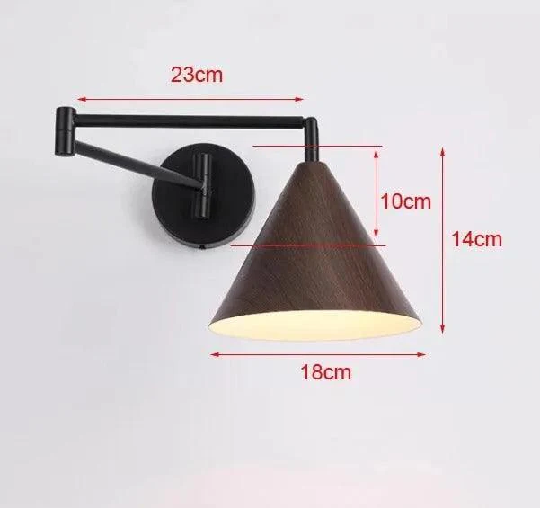 Nordic Wood Grain Wall Lighting Lamp | Modern Retro Retractable Foldable Bedside Wall Mounted Light