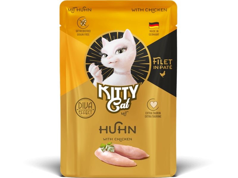 KITTY Cat Nassfutter Filét Paté Pouch Huhn 85 g Alleinfuttermittel für ausgewachsene Katzen