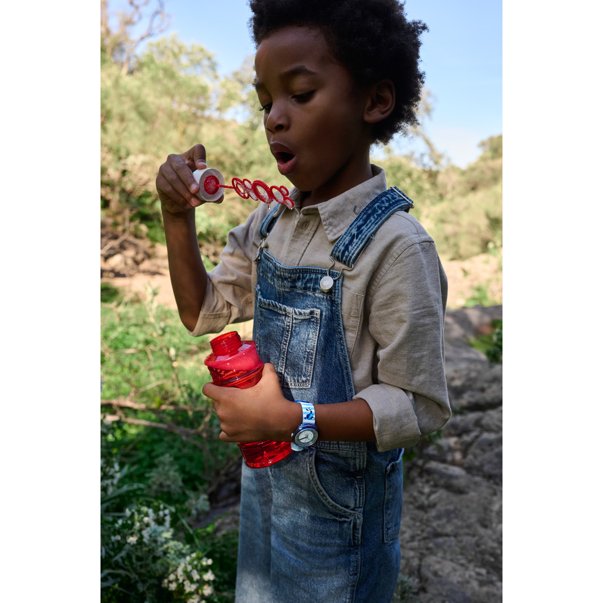 Montre FLIK FLAK Shine bright Shining dolphin enfant plastique biosourcé bracelet PET recyclé bleu