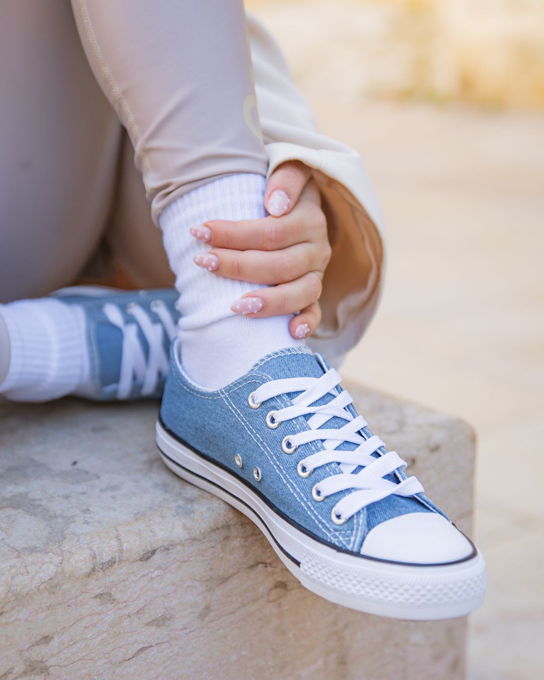 Basket femme denim en toile blue jeans à lacets - Sandra
