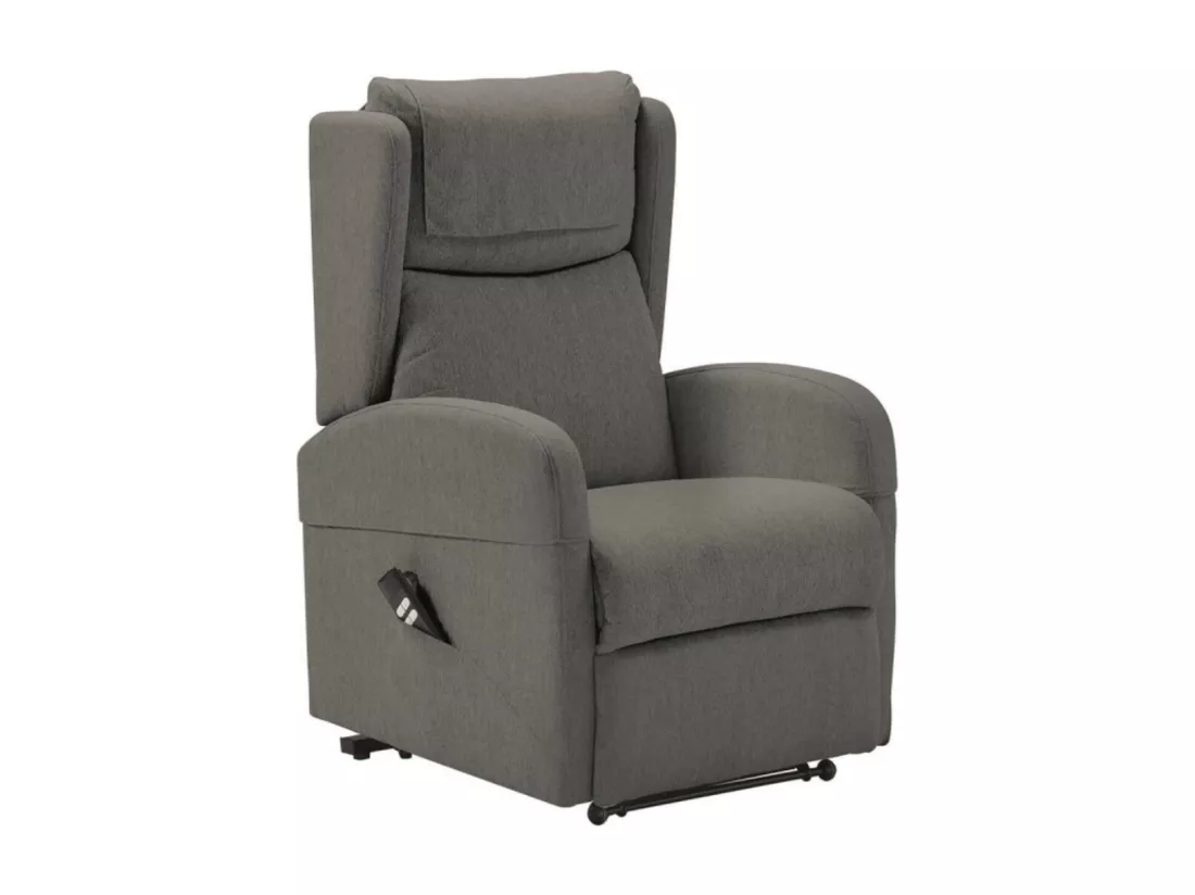 Fauteuil sur roulettes de relaxation et releveur électrique 2 moteurs tissu Vikola-Couleur Gris foncé