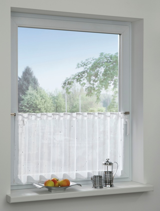 Sehlbach Gardine »Bistrogardine Voile Foilprint« Schlaufen 1 Stk. tlg. mit verdeckten Schlaufen