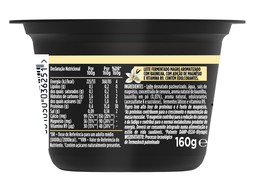 IOGURTE YOPRO BAUNILHA 160G