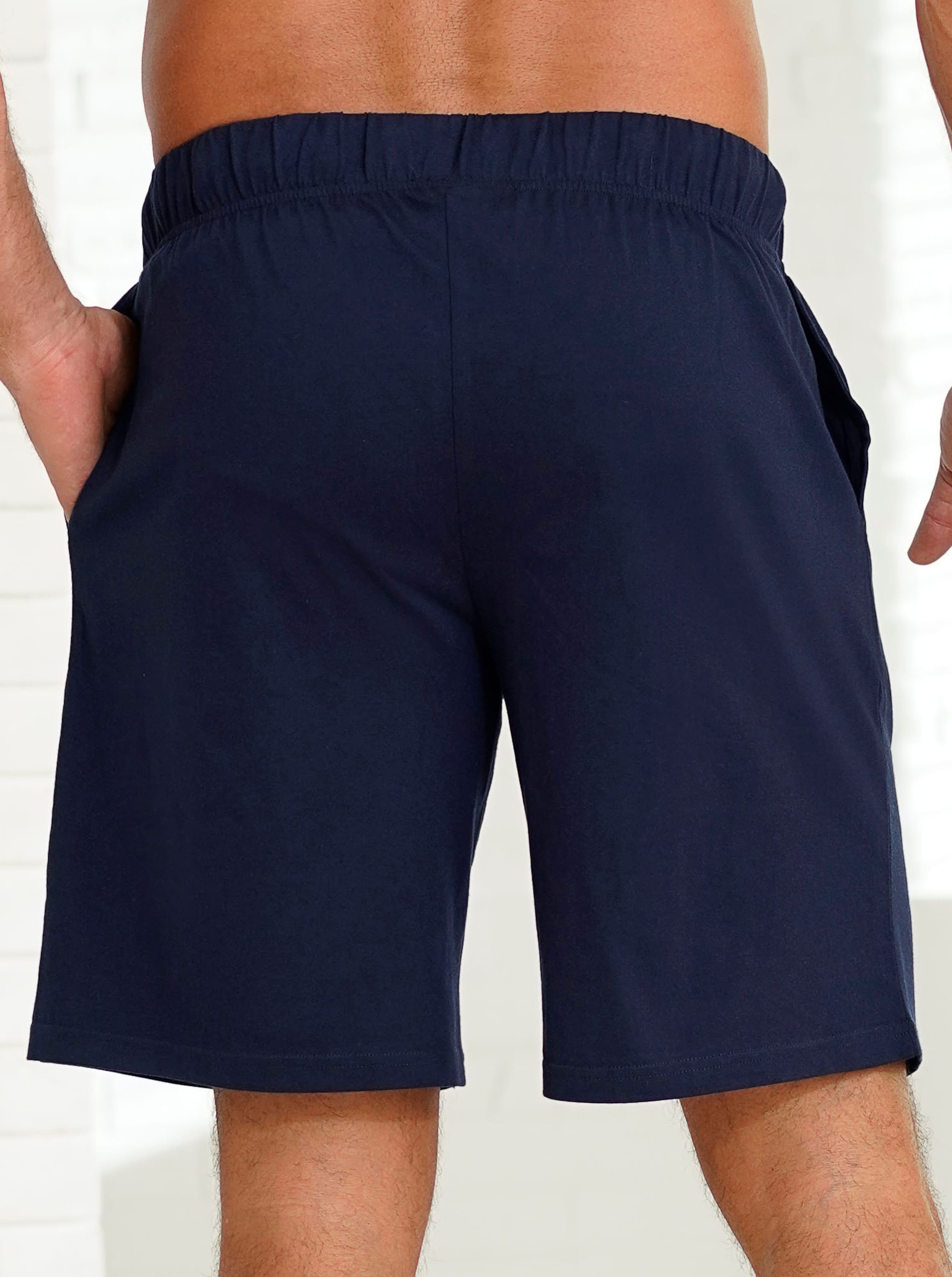 wäschepur men Hose kurz in blau + grau-meliert